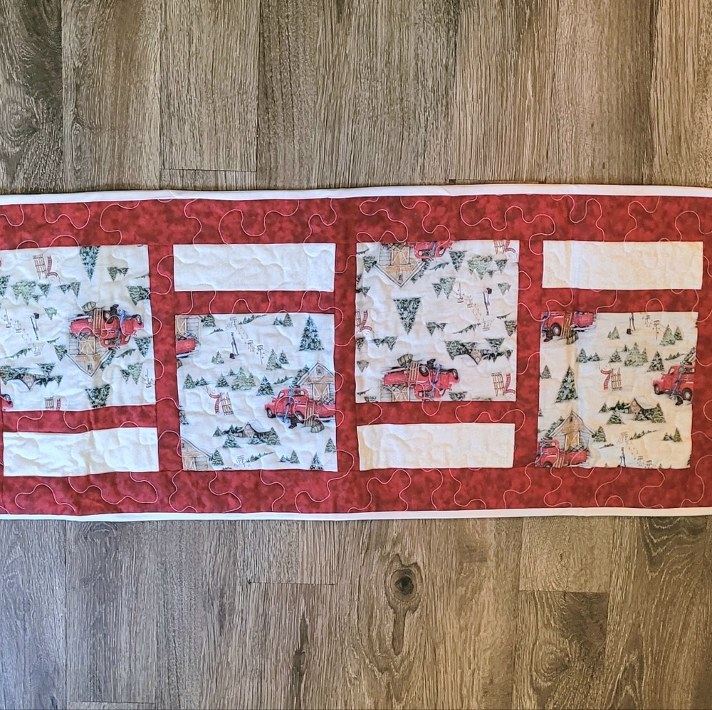 Quilted Winter Farmhouse Table Runner